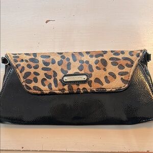Anne Klein black patent  leather with calf hair clutch/shoulder/crossbody bag